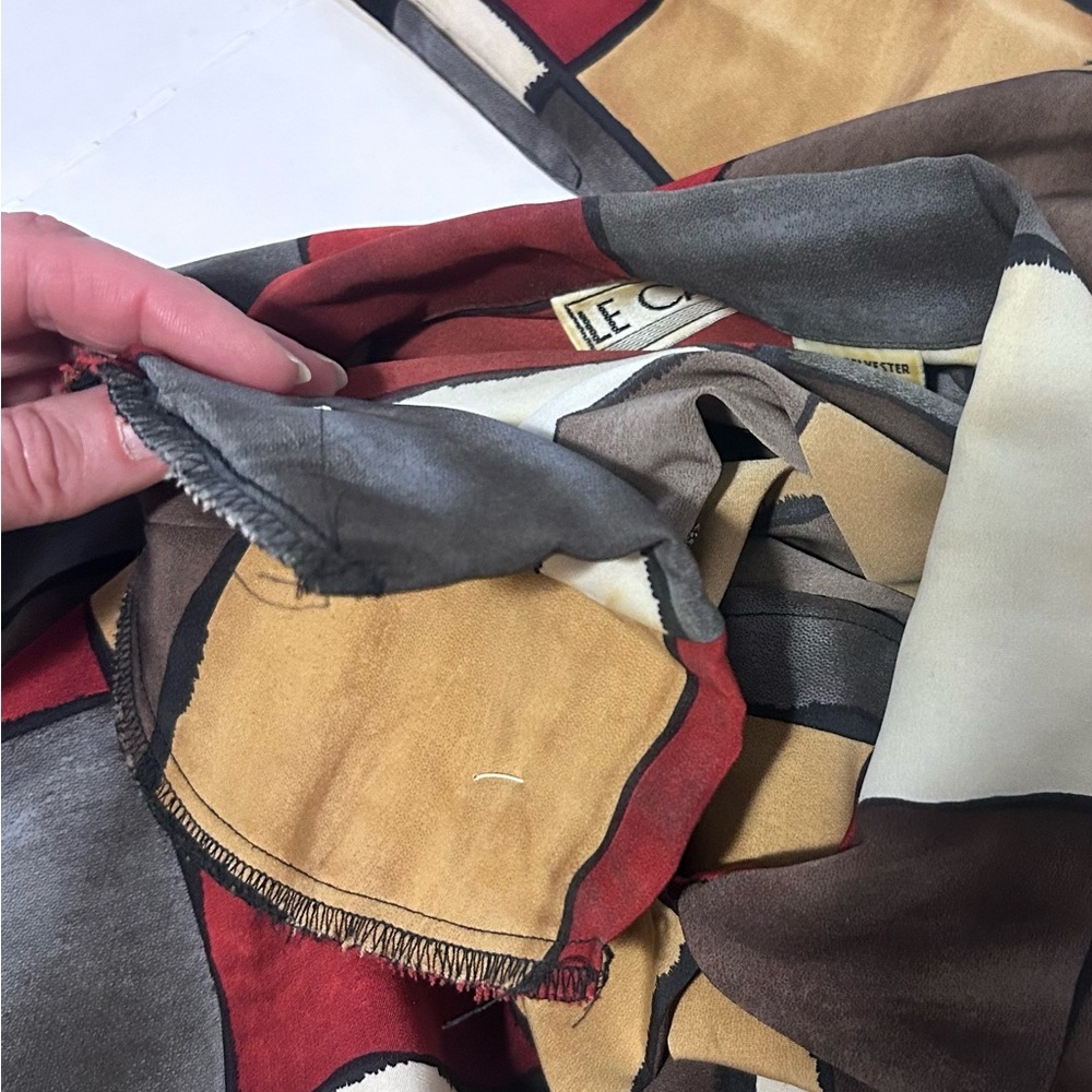 Vintage Patchwork Checkered Pattern Women's Blouse - image 7